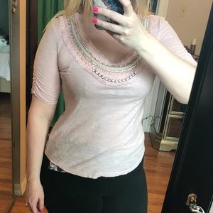 Anthropologie Deletta pink sparkle top